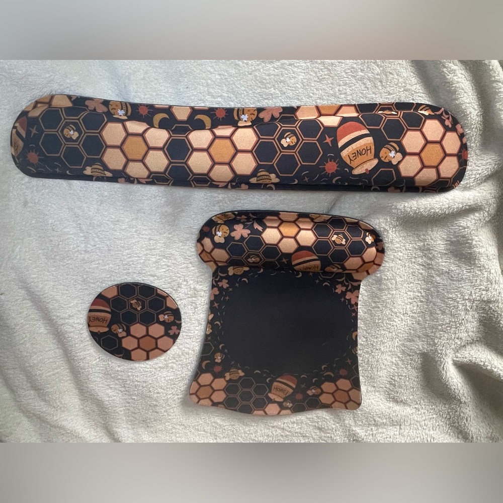 Honey bees Keyboard Wrist Rest Pad, Mouse Pad and Wrist Support , Cup Coaster